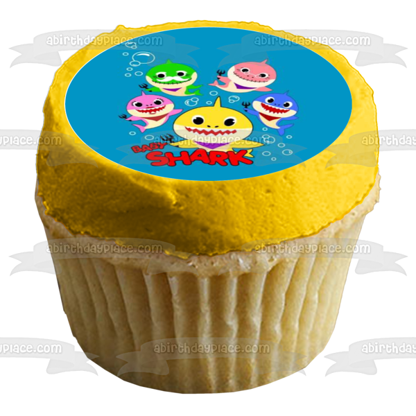 Bebé Tiburón Mamá Tiburón Papá Tiburón Abuela Tiburón Abuelo Tiburón Comestible Cupcake Topper Imágenes ABPID49923 