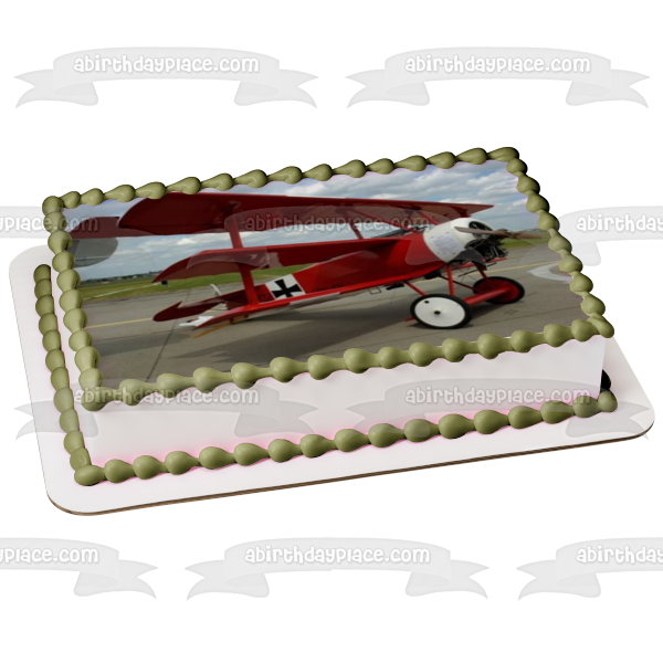 Decoración comestible para tarta con avión del Barón Rojo de la Primera Guerra Mundial, imagen ABPID49924 