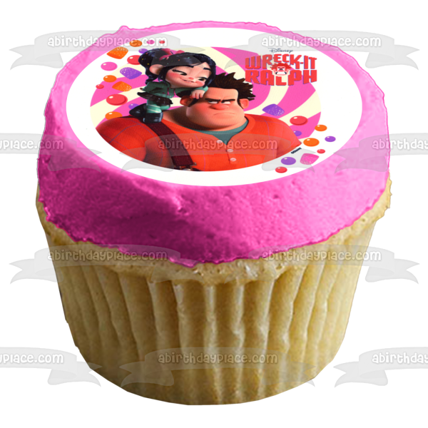 Imagen comestible para decoración de tarta, Ralph el Demoledor, Vanellope y Gotas de Goma, ABPID05586 