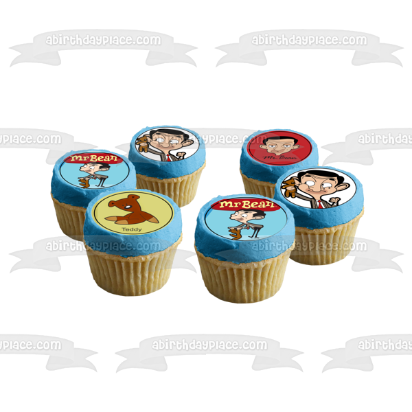 Mr Bean Teddy Bear pero primero déjame desayunar Imágenes comestibles para cupcakes ABPID00587 