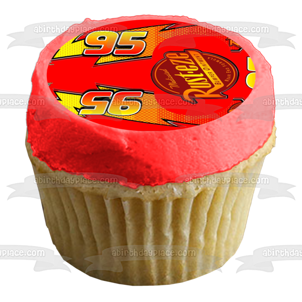 Logotipo y calcomanías de Lightning McQueen, adorno comestible para pastel, imagen ABPID05640 