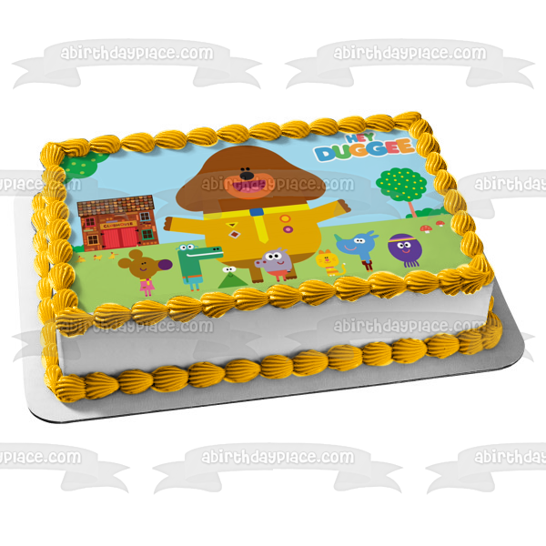 Hey Duggee Betty Happy Rolly Tag Norrie Enid y Tino por el Clubhouse Imagen comestible para decoración de tarta ABPID03753 