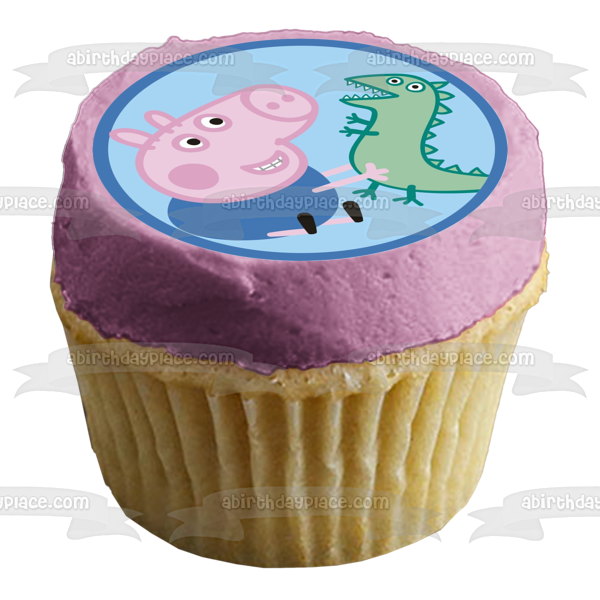 Adorno comestible para tarta de Peppa Pig, dinosaurio verde y George, imagen ABPID05662 