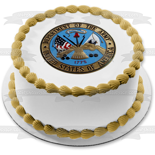 Imagen comestible para decoración de tarta con sello del Departamento Militar del Ejército de los Estados Unidos ABPID03782 