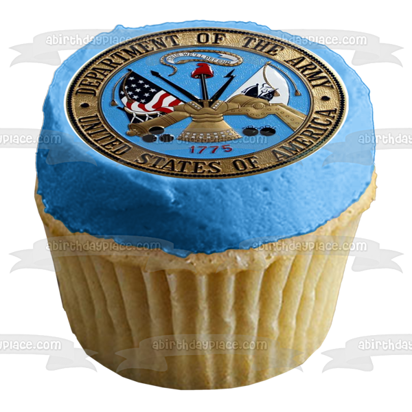 Imagen comestible para decoración de tarta con sello del Departamento Militar del Ejército de los Estados Unidos ABPID03782 