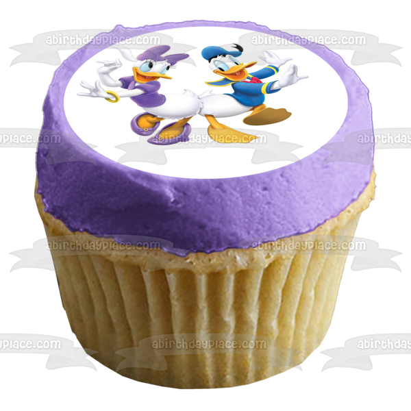 Donald Duck and Daisy Duck Dancing Edible Cake Topper Image ABPID05693