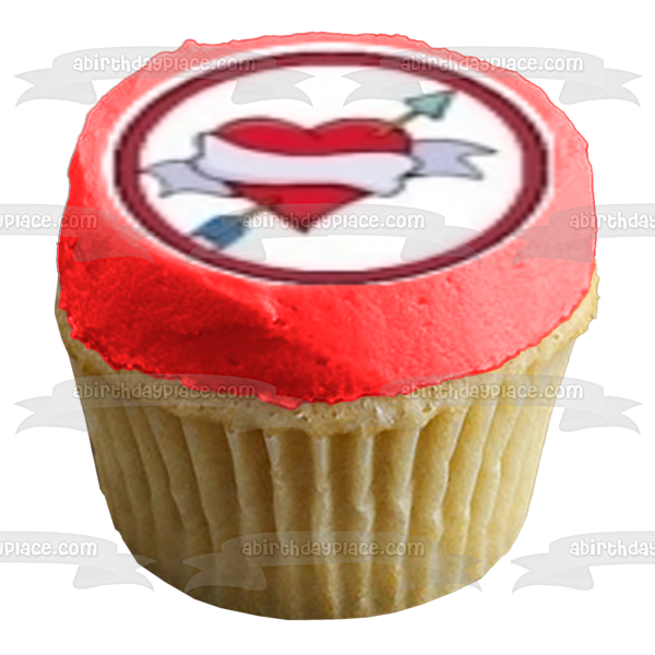 Valentine's Day Love Hearts Cupids and Arrows Edible Cupcake Topper Images ABPID05706