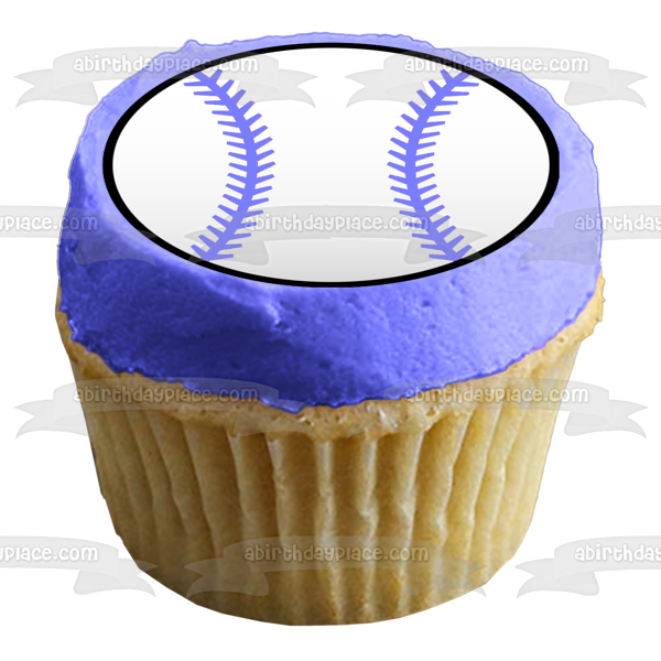 Baseball Blue Strips on a Black Background Edible Cake Topper Image ABPID03816