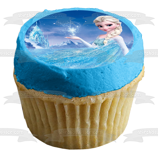 Imagen comestible para decoración de tarta de Frozen Elsa y un castillo de hielo ABPID05736 