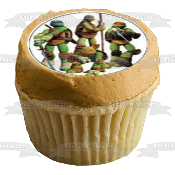 Logotipo de las Tortugas Ninja Donatello Miguel Ángel Rafael y Leonardo Imágenes comestibles para cupcakes ABPID03546 