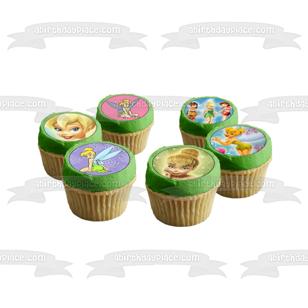 Tinkerbell Wings Flowers Fawn and Rosetta Edible Cupcake Topper Images ABPID07406