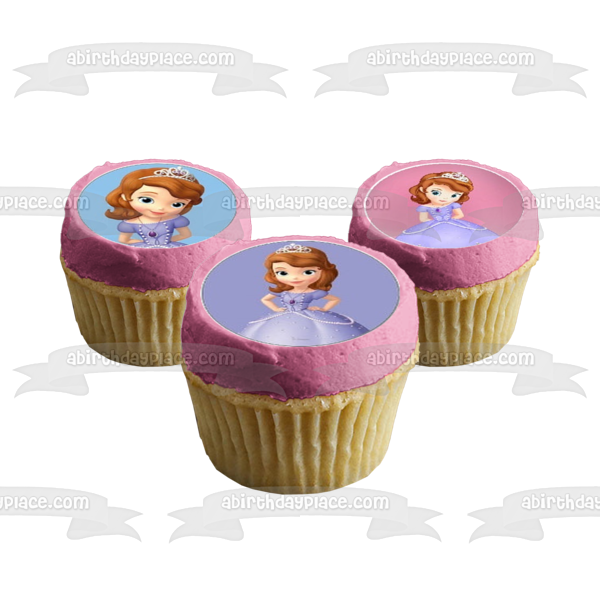 Sofia the First Ball Gown Tiara Edible Cupcake Topper Images ABPID07552