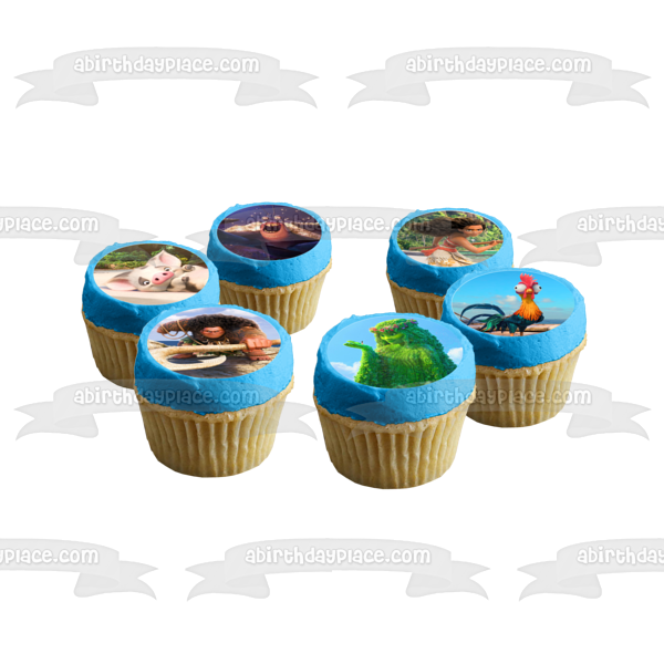 Disney Moana Te Fiti Tamatoa Maui Hei Hei Pua Imágenes comestibles para cupcakes ABPID14823 