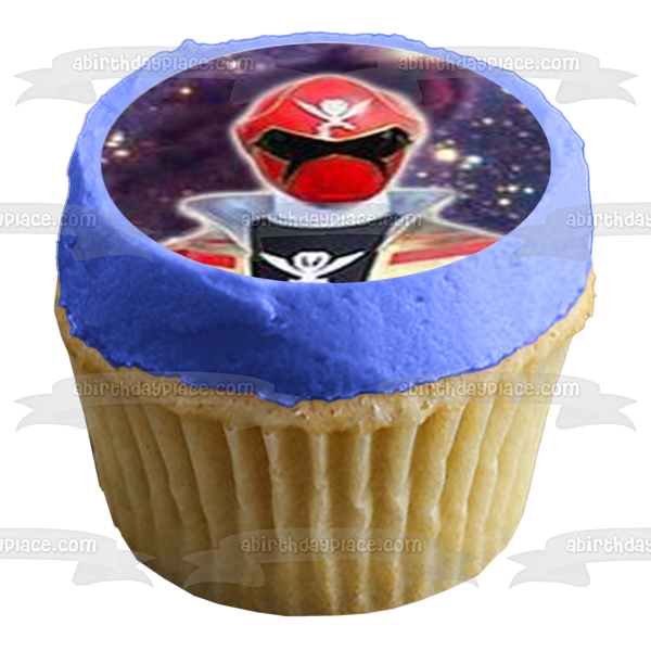 Power Rangers Pink Ranger Green Ranger Gold Ranger Blue Ranger Red Ranger Silver Ranger Cosmic Background Edible Cupcake Topper Images ABPID14845