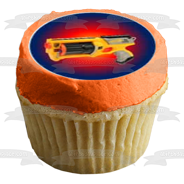 Happy NERF Day NERF Guns Darts Target Edible Cupcake Topper Images ABPID22137