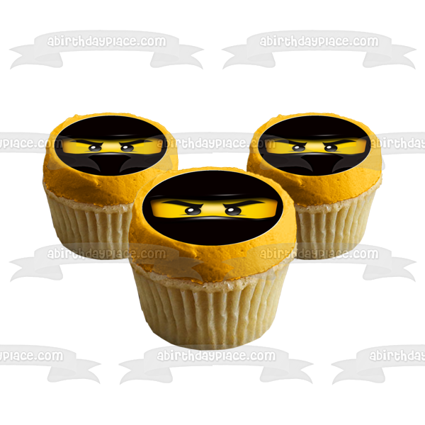 Imágenes decorativas comestibles para cupcakes con caras de Ninga Negra LEGO Ninjago ABPID49579 