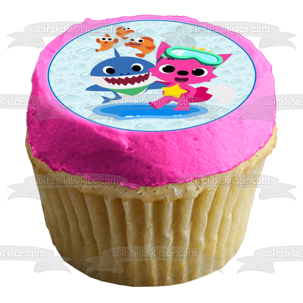 Bebé Tiburón Mamá Tiburón Papá Tiburón Abuela Tiburón Abuelo Tiburón Comestible Cupcake Topper Imágenes ABPID49923 