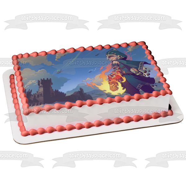 Adorno comestible para tarta con diseño de guantelete de fuego de piel de Spellbreak, imagen ABPID53667 