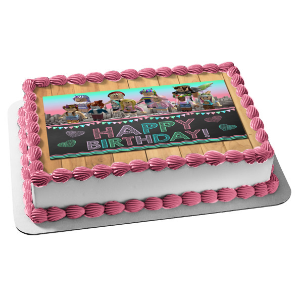 Roblox Girls Group Happy Birthday Edible Cake Topper Image ABPID53692