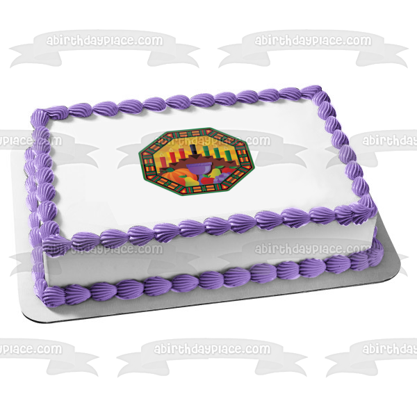 Kwanzaa Kinara Fruits Edible Cake Topper Image ABPID53694