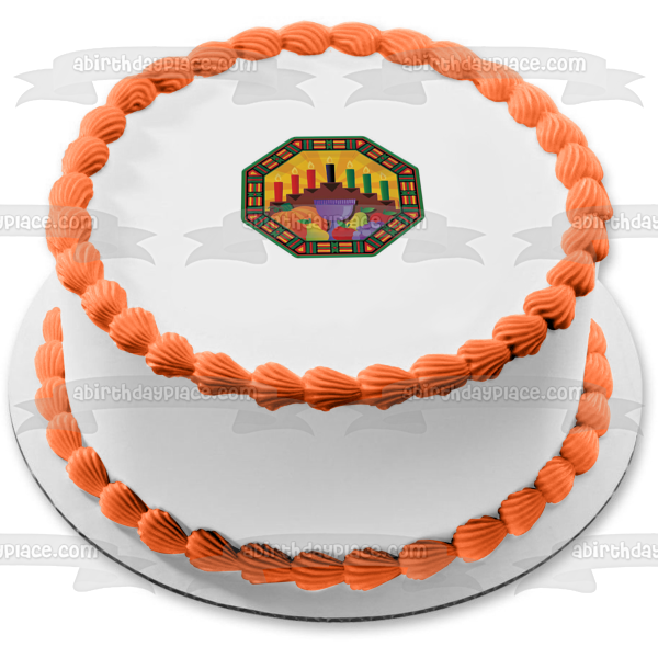 Kwanzaa Kinara Fruits Edible Cake Topper Image ABPID53694