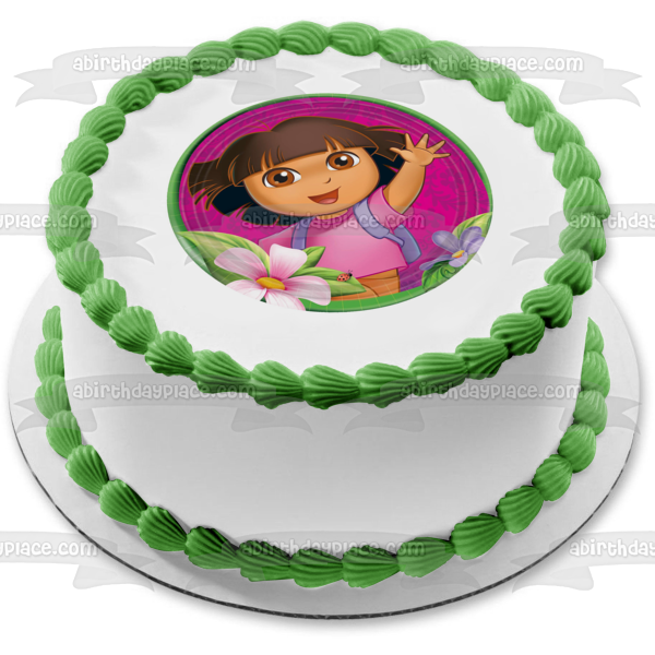 Dora the Explorer Flowers Edible Cake Topper Image ABPID03922