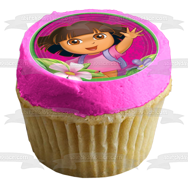 Dora the Explorer Flowers Edible Cake Topper Image ABPID03922