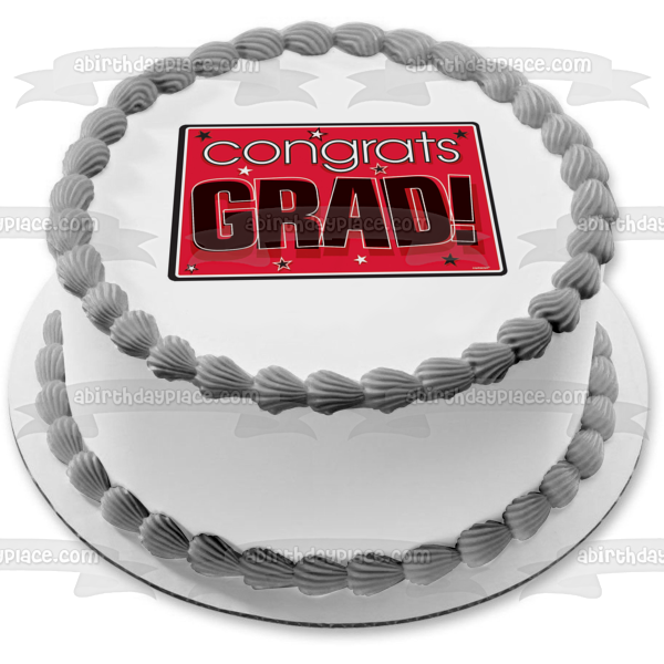 Felicitaciones Grad Pink Stars Celebration Edible Cake Topper Imagen ABPID03949 