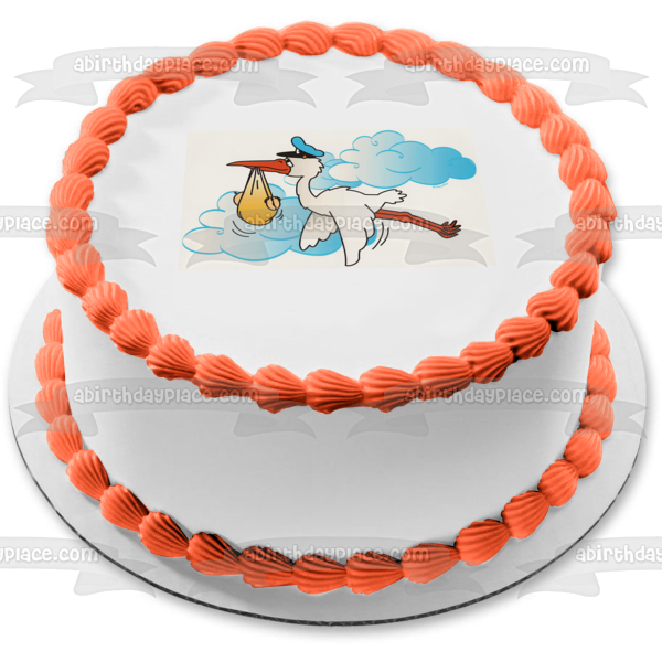 Baby Shower Stor Kand un bebé en las nubes adorno comestible para tarta imagen ABPID03953 