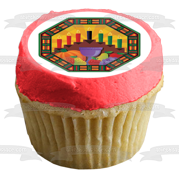 Kwanzaa Kinara Fruits Edible Cake Topper Image ABPID53694