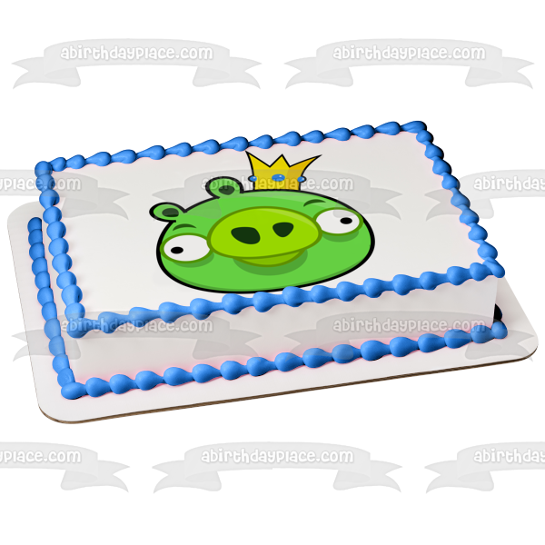 Angry Birds Bad Piggies Wearing a Crown Edible Cake Topper Image ABPID05863