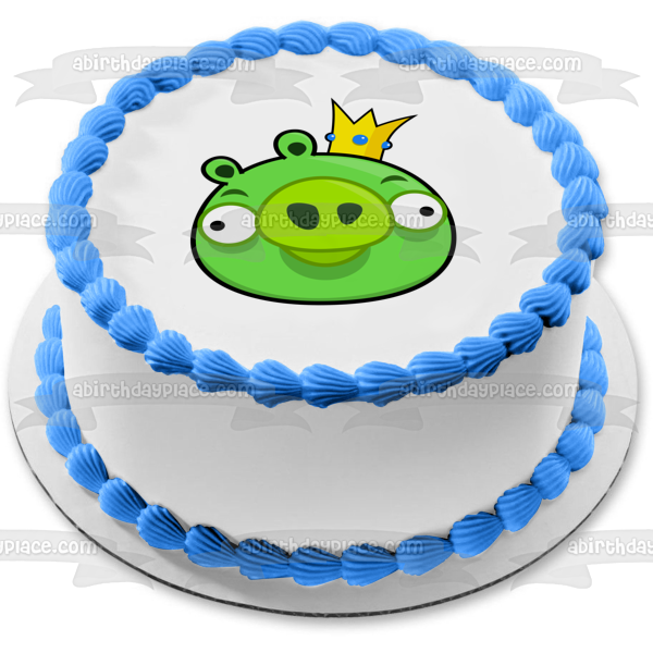 Angry Birds Bad Piggies Wearing a Crown Edible Cake Topper Image ABPID05863