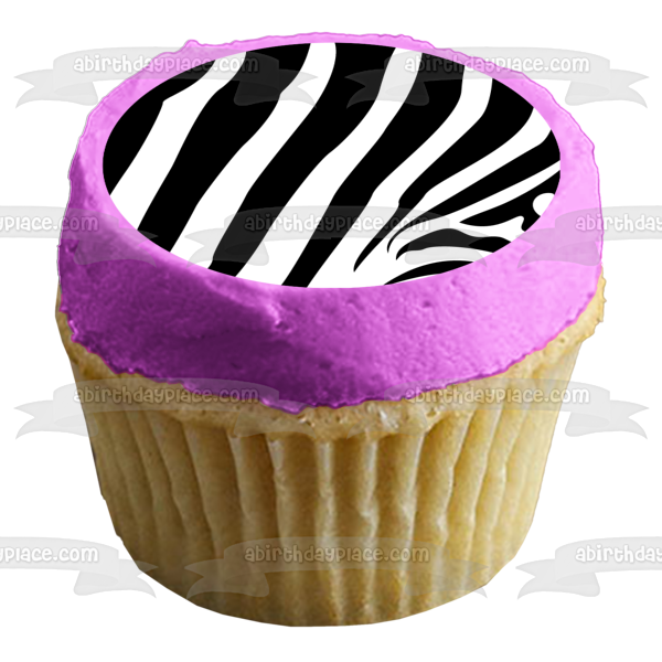 Zebra Stripes Pattern Black White Custom Colors Edible Cake Topper Image ABPID04078