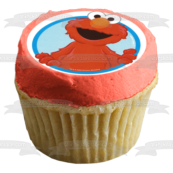 Imagen comestible para decoración de tarta con fondo redondo azul de Elmo de Barrio Sésamo ABPID04110 