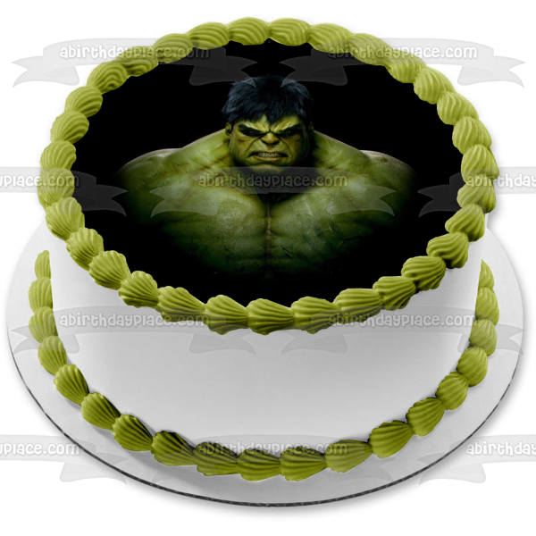 El Increíble Hulk Enojado con un Fondo Negro Imagen comestible para decoración de tarta ABPID05997 