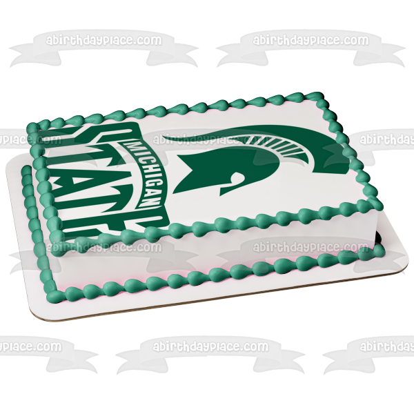 Imagen comestible para tarta con logotipo de los Spartans de hockey de la Universidad Estatal de Michigan ABPID06037 