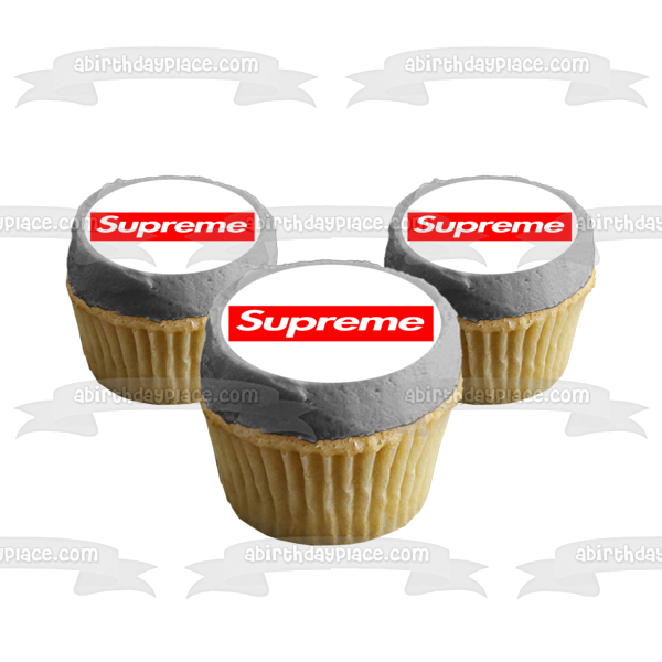 Supreme Clothing Logo Personalized Edible Cake Topper Image, 46% OFF