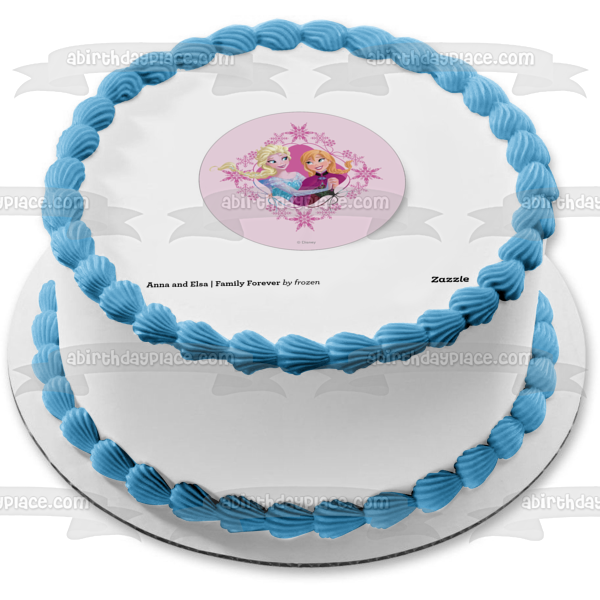 Frozen Anna Elsa with a Pink Background Edible Cake Topper Image ABPID06092