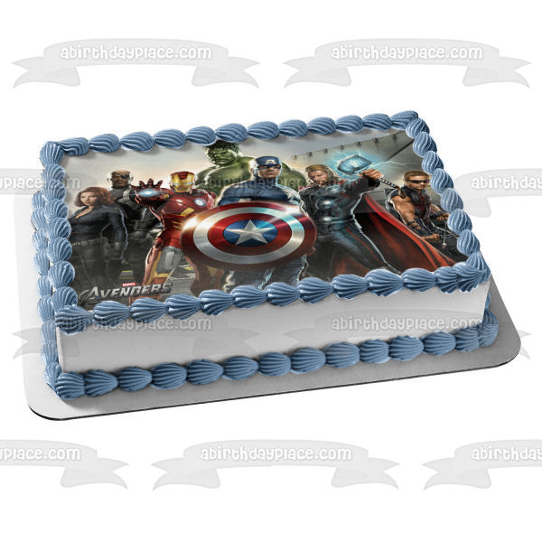 Avengers Captain America The Hulk Iron Man Thor and Black Widow Edible Cake Topper Image ABPID07379