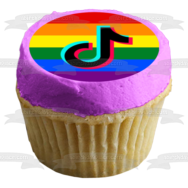 Imagen comestible para decoración de tarta con el logotipo del Orgullo Gay de Tik Tok ABPID51984 