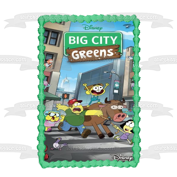 Imagen comestible para tarta con diseño de vaca de Big City Greens Cricket Lilly Alice Bill ABPID52109 