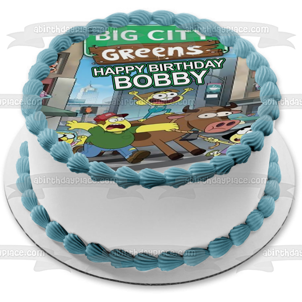 Imagen comestible para tarta con diseño de vaca de Big City Greens Cricket Lilly Alice Bill ABPID52109 