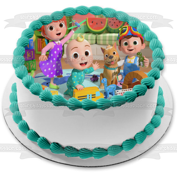 Programa de televisión infantil Cocomelon JJ. Imagen comestible para decoración de tarta Yoyo Tom Tom ABPID52949 