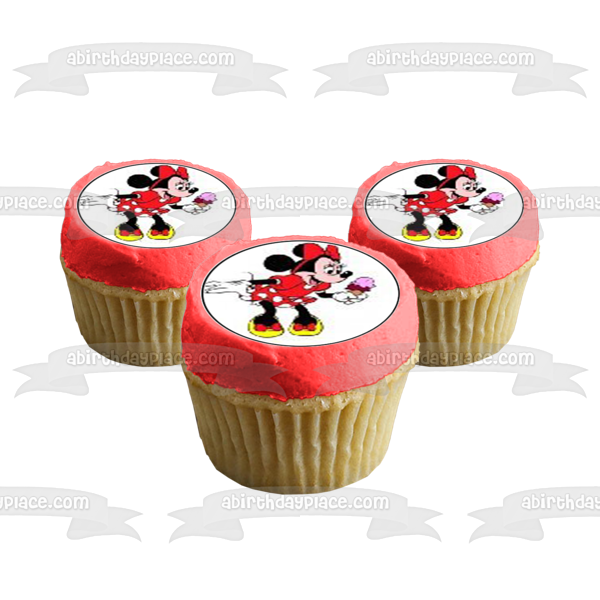 Imágenes comestibles para cupcakes con helado de Minnie Mouse ABPID00470 