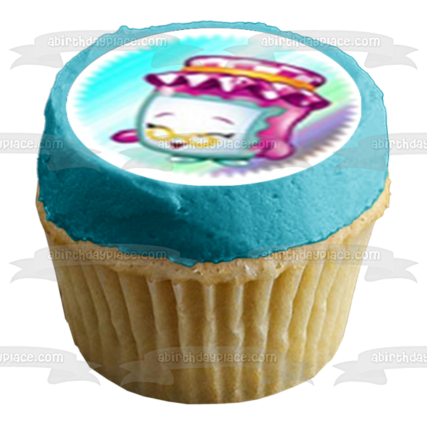 Shopkins Lippy Lips Cupcake Queen June Globo y Gran Jam Imágenes comestibles para cupcakes ABPID00997 