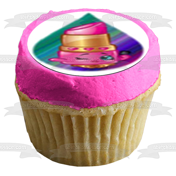 Shopkins Lippy Lips Cupcake Queen June Globo y Gran Jam Imágenes comestibles para cupcakes ABPID00997 