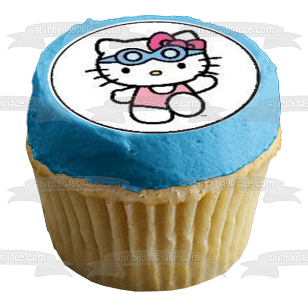 Hello Kitty traje de baño alas de hada disfraz vestido comestible Cupcake Topper imágenes ABPID01174 