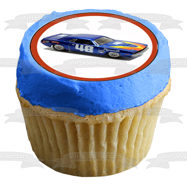 Hot Wheels Race Cars with a Checkered Background Edible Cupcake Topper Images ABPID01666