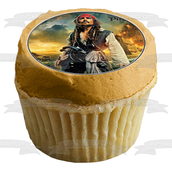 Piratas del Caribe En Mareas Misteriosas Capitán Jack Sparrow y Angelica Imágenes comestibles para cupcakes ABPID03195 