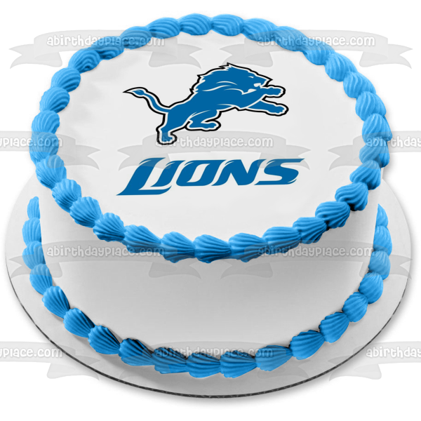 Imagen de decoración comestible para tarta de fútbol americano profesional con logotipo de los Detroit Lions de la NFL ABPID06392 